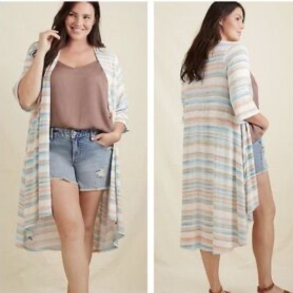 Torrid Multi Stripe Long Knit Boho Cardigan - Picture 1 of 10